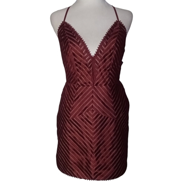 Revolve X By NBD Burgundy Strappy Illusion Detail Mini Dress‎ Size Small - Picture 1 of 8